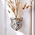 cheap Sculptures-Retro Silver Leopard Head Wall Decor Vase Enhanced with Silver Foil, a Creative and Charming Addition to Any Home, Complemented by Delicate Floral Arrangements