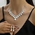 abordables Conjuntos de joyas-Los sistemas nupciales de la joyería 2 Diamante Sintético 1 Collar Pendientes Mujer Elegante Dulce Encantador Clásico Amor Precioso Conjunto de joyas Para Boda Regalo