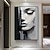billiga Människomålningar-målning på duk abstrakt kvinnor figur handmålad svartvit figur väggkonst bild heminredning flickansikte flickans rum heminredning sträckt ram redo att hängas