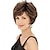cheap Older Wigs-Wig Asymmetrical With Bangs Wig Short Dark Brown Synthetic Hair Women&#039;s Classic Brown Highlights Brown Mixed Blonde with Bangs Womens Wigs