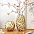 billige Skulpturer-vase med geometrisk diamantmønster med gull- og sølvfolie, harpiksmateriale med origami-tekstur, ideell for hjemmeinnredning, utstillingsvisning, myke møbler i modellrom og blomsteroppsatser