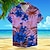 economico Camicia hawaiana da uomo-Floreale Festività Hawaiano Per uomo Camicia Esterno Hawaiano Per eventi Estate Collo ripiegabile Manica corta Rosso Blu Arancione S M L Camicia