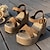 billige Sandaler til kvinner-Dame Sandaler Wedge-sandaler Strand Kile Bohem Mote PU Spenne Svart Brun