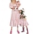 baratos Vestidos e Macacões-Vestido mamãe e eu combinando com estampa floral, gola quadrada, manga bufante, vestido maxi para mãe e filha
