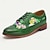 رخيصةأون أحذية أوكسفورد للرجال-أحذية رجالية رسمية باللون الأخضر والزهور الملونة وطبعات الزهور من جلد البروغ الإيطالي المحبب بالكامل ومقاوم للانزلاق ورباط