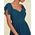 abordables robe décontractée-Robe longue en mousseline de soie pour femmes, élégante, bleue, plissée, col en v, manches courtes, ligne a, robe de soirée formelle