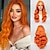 baratos Perucas Sintéticas com Renda-Peruca sintética Onda Natural Estilo 22 polegada Laranja Parte do meio 13x4 Lace Front Peruca Feminino Peruca Laranja