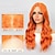 billige Syntetiske Lace-parykker-Syntetisk blonderparyk Naturligt, bølget hår Stil 22 inch Orange Mellemdel 4X13 Lukning Paryk Dame Paryk Orange