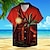 cheap Men&#039;s Hawaiian Shirt-Tropical Mask Vacation Hawaiian Men&#039;s Shirt Outdoor Hawaiian Holiday Summer Turndown Short Sleeve Red Orange S M L Shirt