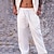 preiswerte Leinenhose-Herren Leinenhose Hose Hosen Sommerhosen Strandhose Tasche Kordelzug Elastische Taille Glatt Komfort Atmungsaktiv Täglich Festtage Urlaub Leinen Hawaiianisch Boho Schwarz Weiß