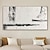 cheap Abstract Paintings-White Horizontal Wall Art Hand painted Abstract Beige Art Black Textured Art Black White Painting Minimalist Canvas Art 3D Textured Canvas Art Wall Decor