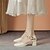 cheap Wedding Shoes-Women&#039;s Heels Wedding Shoes Slip-Ons Dress Shoes Ankle Strap Heels Wedding Daily Bridal Shoes Imitation Pearl Ribbon Tie Chunky Heel Square Toe Preppy Minimalism PU Ankle Strap Beige