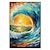 お買い得  風景画-手作りの油絵キャンバス壁アート装飾海の波日の出風景抽象家の装飾のためのロールフレームなし未延伸絵画