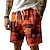 billige Shorts med trykk  for menn-color block herrebrettshorts hawaiiansk shorts badebukse snøring med meshfôr elastisk midje fritidsklær