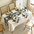 Χαμηλού Κόστους Τραβέρσες (Ράνερ)-Τραπέζι με φαρδιά μπορντούρα ζακάρ με ακατάστατα πολύχρωμα φύλλα μήκους 71/79/87 ιντσών