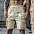 cheap Men&#039;s Printed Cargo Shorts-Men&#039;s Cargo Shorts Drawstring Graphic Cross Wrinkle Resistant Knee Length Outdoor Business Daily Fashion Designer Black Khaki Micro-elastic