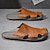 abordables Sandales Homme-sandales en cuir pour hommes pantoufles diapositives rétro marche plage décontractée chaussures à enfiler confortables au quotidien noir blanc jaune printemps automne