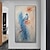 levne Květinové či botanické obrazy-ručně vyráběný originální modrý pták olejomalba na plátně zvířecí nástěnná umělecká výzdoba tlustá textura abstraktní malba peřím pro domácí dekoraci s nataženým rámem/bez vnitřní malby rámu