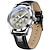 levne Quartz hodinky-OLEVS Muži Křemenný Módní Hodinky na běžné nošení Wristwatch Zobrazení fáze měsíce Svítící Kalendář Chronograf Kožený řemínek Hodinky