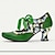 olcso Női vintage cipők-Női Vintage cipők Mary Jane Kézzel készített cipők Vintage cipők Esküvő Parti Csokor Cicasarok Erősített lábujj Elegáns Szüret Prémium bőr Fűzős Zöld