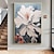 ieftine Picturi Florale/Botanice-pictură în ulei abstractă cu flori albe pictate manual pe pânză pictură florală înflorită pictură manuală artă de perete modernă pictură în ulei cu flori pentru decorul peretelui sufrageriei pictură