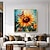 billiga Abstrakta målningar-handgjord oljemålning canvas väggkonst dekoration modern abstrakt solros för heminredning rullad ramlös osträckt målning