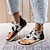 cheap Women&#039;s Sandals-Women&#039;s Sandals Flats Lace Up Sandals Strappy Sandals Comfort Shoes Daily Beach Floral Leopard Zipper Lace-up Flat Heel Round Toe Vacation Casual PU Zipper Dark Brown Black Blue