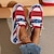 olcso Női tornacipők-Női Tornacipők Lapos Slip-Ons Extra méret Flyknit cipő Napi Amerikai zászló Lapos Kerek orrú Alkalmi Preppy Gyalogló Ruhaanyag Papucs Piros