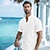 baratos Férias-Homens Camisa Social camisa de linho Camisa de colarinho de banda Camisa Popover camisa de verão Roupa de Praia Tecido Férias Curise Branco Azul Laranja Manga Curta Faixa Verão Roupa