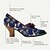 cheap Women&#039;s Heels-Women&#039;s Heels Retro Lace Cone Heel Chunky Heel Cuban Heel Round Toe Elegant Vintage Lace Leather Loafer Blue
