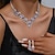 זול סטים של תכשיטים-סט תכשיטים 3 יחידות נחושת אבן נוצצת עגילים שרשראות בגדי ריקוד נשים אלגנטית וינטאג&#039; אופנתי גיאומטרי גֵאוֹמֶטרִי סט תכשיטים עבור חתונה יוֹם הַשָׁנָה אורחת חתונה