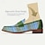 billige Hyttesko til mænd-loafers til mænd grønne håndværksvævede loafers i læder