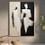 cheap People Paintings-Handmade Black Art Painting Wall Couple Wall Art Lover Contemporary Portrait Abstract Artwork Canvas Home Decor for Living Room Bedroom No Frame