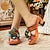 cheap Women&#039;s Sandals-Women&#039;s Sandals Slippers Clogs Plus Size Hand-painted Outdoor Daily Vacation Floral Rivet Block Heel Round Toe Elegant Bohemia Vintage Walking Premium Leather Loafer Orange