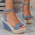 cheap Women&#039;s Sandals-Women&#039;s Sandals Wedge Sandals Vacation Beach Wedge Elegant Fashion PU Buckle Black Blue Grey