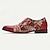 cheap Men&#039;s Oxfords-Men&#039;s Monk shoes Red Paisley Print Brogue Leather Italian Full-Grain Cowhide Slip Resistant Magic Tape Buckle