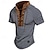 お買い得  メンズカジュアルTシャツ-男性用 ヘンリーシャツ 半袖シャツ ティートップ 純色 ヘンリー アウトドア ストリート ボタン 衣類 日常 ハワイアン