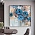 cheap Floral/Botanical Paintings-Handmade Oil Painting Canvas Wall Art Decoration Modern Abstract Blue Rose Flower for Home Decor Rolled Frameless Unstretched Painting