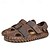 voordelige Herensandalen-Voor heren Sandalen Retro Handgemaakte schoenen Sandalen met gesloten neus Wandelen Casual Dagelijks Strand Leer Comfortabel Instapper Donkerrood Zwart Khaki Lente Herfst