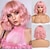 cheap Synthetic Trendy Wigs-Short Brown Wigs for Women Dark Brown Light Brown Mixed Blonde Pink Highlight Wavy Wig Short Wavy Bob Wig Synthetic Hair for Daily Party 14 Inch