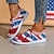 cheap Women&#039;s Sneakers-Women&#039;s Sneakers Flats Slip-Ons Plus Size Flyknit Shoes Daily American Flag Flat Heel Round Toe Casual Preppy Walking Cloth Loafer Red