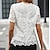 billige Bluser og skjorter til kvinner-Dame Blondeskjorte Blonde Daglig Feriereise Ut på byen Elegant Bohem Kortermet Crew-hals Hvit Sommer