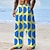 billige Casual bukser med tryk til mænd-farverige ferie x designer kris mænds geometriske farveblokerende bukser med elastiske snorebukser med lige ben