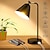 billige Bordlys-industriel dæmpbar skrivebordslampe med 2 usb-opladningsporte AC stikkontakt, touch-kontrol sengebords natbord læselampe fleksibelt hoved, sort metal bordlampe til soveværelse kontor stue, pære
