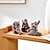 abordables Sculptures-Lot de 3 décorations de bureau en résine représentant un éléphant pratiquant le yoga – peint à la main, idéal pour les amateurs de yoga comme ornement décoratif de table.