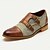 cheap Men&#039;s Premium Shoes-Men&#039;s Monk shoes Brogue Leather Italian Full-Grain Cowhide Slip Resistant Magic Tape Buckle Brown Color Block