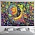 cheap Blacklight Tapestries-Blacklight Tapestry UV Reactive Glow in the Dark Sun and Moon Floral Plant Trippy Misty Nature Landscape Hanging Tapestry Wall Art Mural for Living Room Bedroom