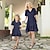 cheap Dresses and Jumpsuits-Mommy And Me Dresses Summer New Polka Dot Parent-child Dress Short Sleeved Soft Polyester Dresses Family Matching Outfits