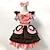 Χαμηλού Κόστους Lolita Φορέματα-Λολίτα Πριγκίπισσα Λολίτα Στολές Καμαριέρας Λολίτα Φορέματα Στολές Ηρώων Γυναικεία Ιαπωνικά Στολές μεταμφίεσης Ροζ Κουρελού Κοντομάνικο