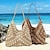 cheap Handbag &amp; Totes-Women&#039;s Tote Shoulder Bag Beach Bag Hobo Bag Straw Holiday Beach Braided Strap Large Capacity Lightweight National Totem Woven Black Blue Beige